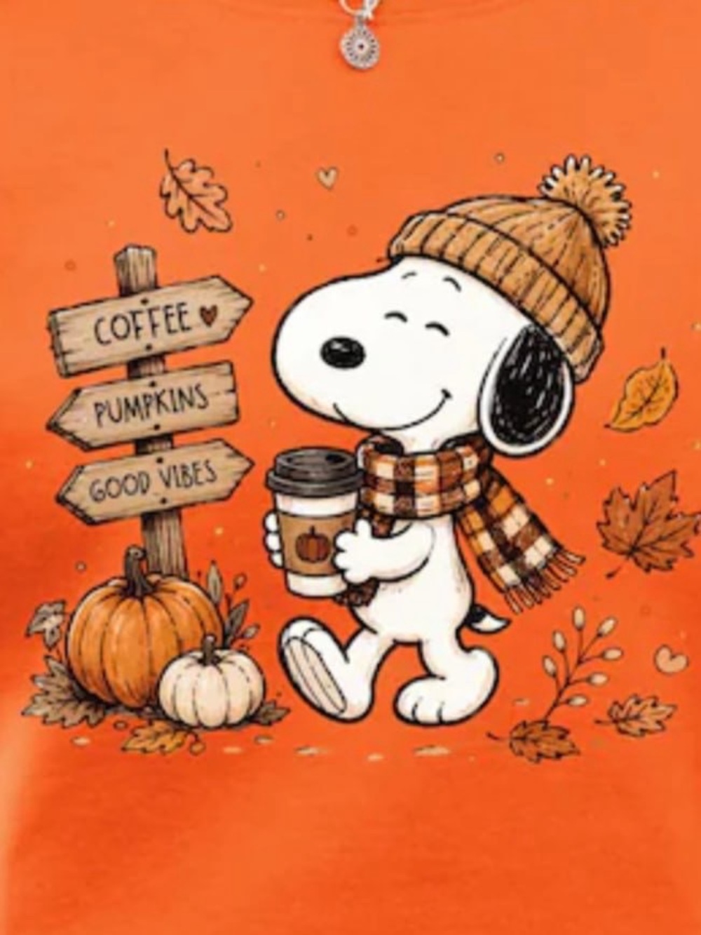 Orange Snoopy Fall Graphic Sweatshirt - Picture 2 of 4